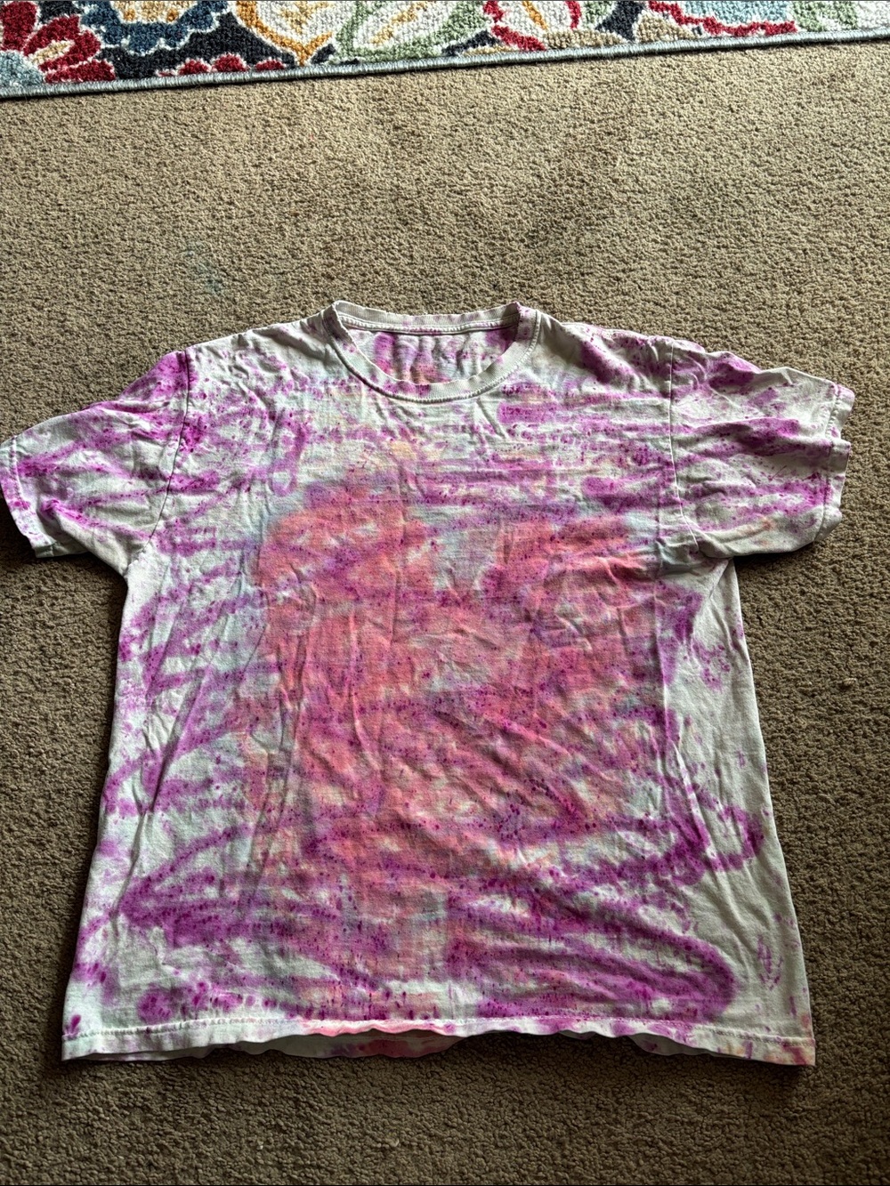 Kids Tie-Dye Graphic Tee in Pink & Purple - Unbranded